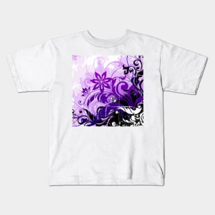 Blue purple white floral Art Kids T-Shirt